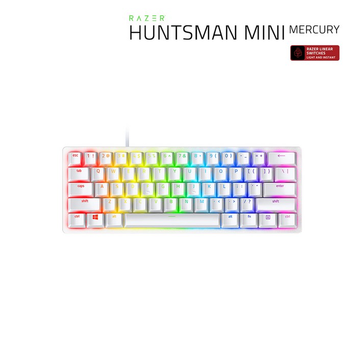 레이저 헌츠맨 미니 리니어 머큐리 영문각인 Razer Huntsman Mini Linear Mercury US 공식인증점, 머큐리 화이트, 텐키리스 대표 이미지 - 레이저 헌츠맨 키보드 추천