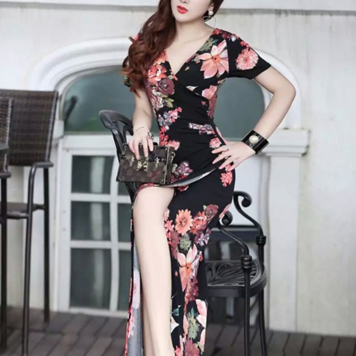 원피스 맥시 레이스 데일리 플라워 클럽 섹시 골지LD 대표 이미지 - 골지 나시 롱 원피스 추천