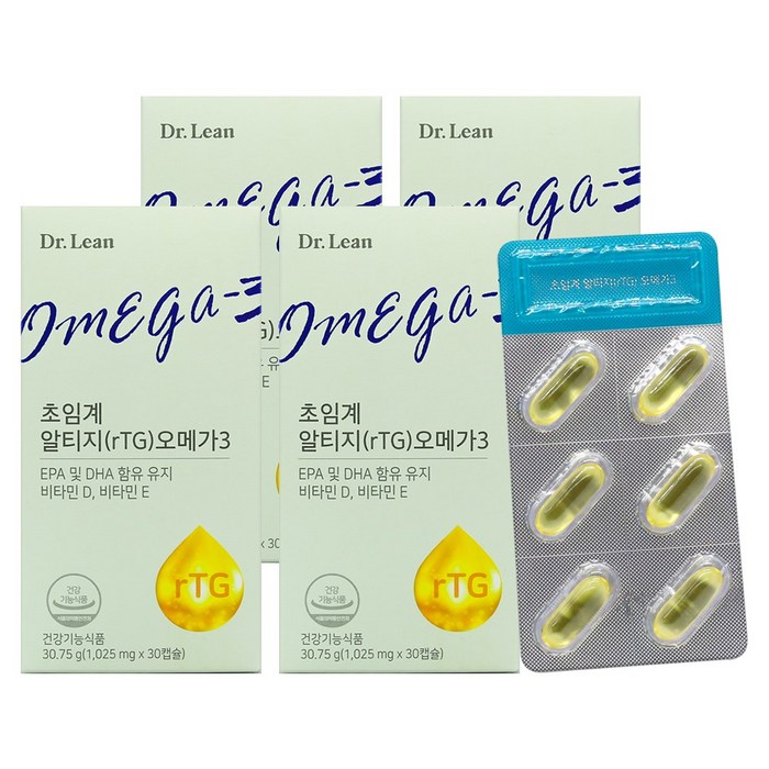 닥터린 초임계 알티지 오메가3, 4개, 1025mg 대표 이미지 - rTG 오메가3 추천