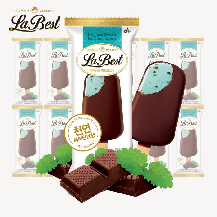 롯데푸드 라베스트 민트초코바 아이스크림(12개) 대표 이미지 - 민트초코 아이스크림 추천