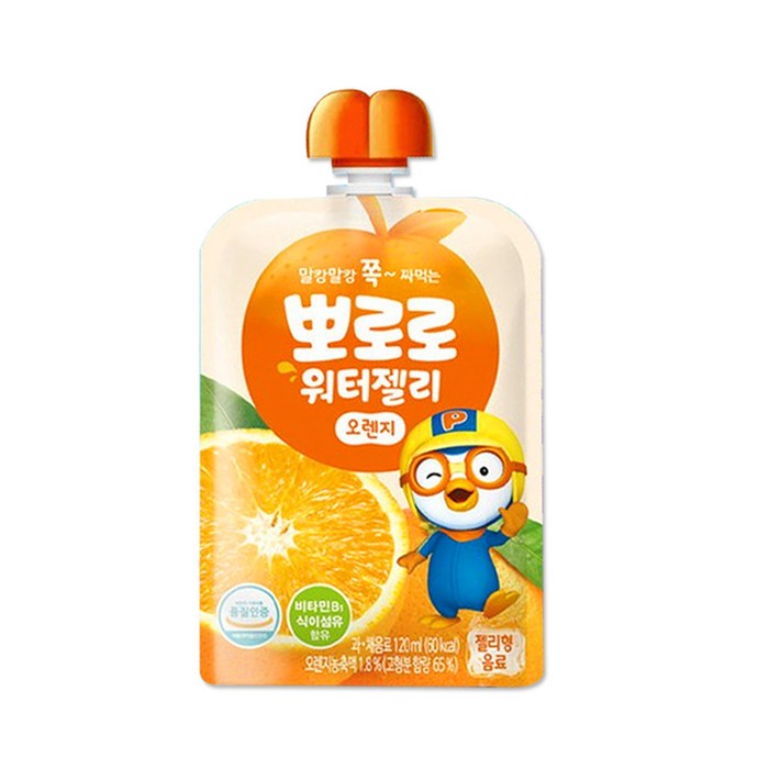 뽀로로 워터젤리 오렌지 120ml x 10입 어린이간식 어린이집 어린이음료 오렌지맛, 단품 대표 이미지 - 쁘띠첼 추천