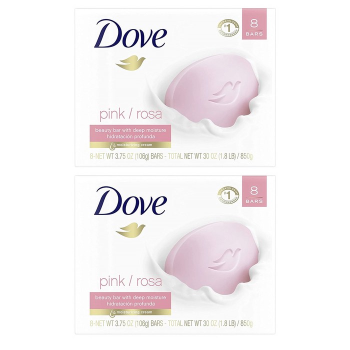 도브 뷰티바 핑크 로사 비누 미국산 106g 8개입 2팩 Dove Beauty Bar Pink Rosa Soap 3.75 oz 2 Pack