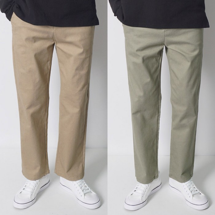 남자 면바지 밴딩 치노 스판 봄 빅사이즈 고무줄 9부 대표 이미지 - 치노팬츠 추천