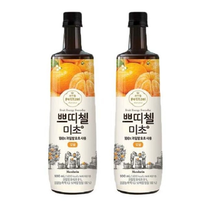 쁘띠첼 미초 감귤 900ml 2개묶음/홍초/흑초/식초음료, 옵션 : 1 대표 이미지 - 쁘띠첼 추천