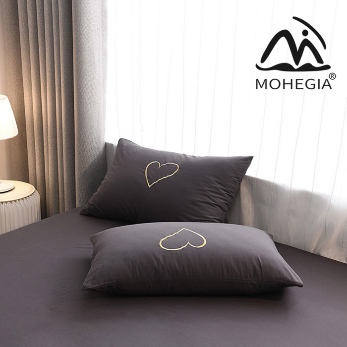 MOHEGIA 단색 사랑 자수 홈 베개 베개 * 2, 48*74cm/베갯벌 * 2, 다크 애쉬 대표 이미지 - 라텍스 베개 추천