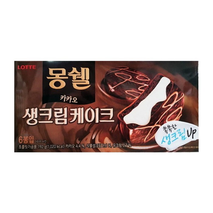 롯데 몽쉘 카카오 생크림 케이크 192g x 16개, 상세페이지 참조 대표 이미지 - 롯데제과 추천