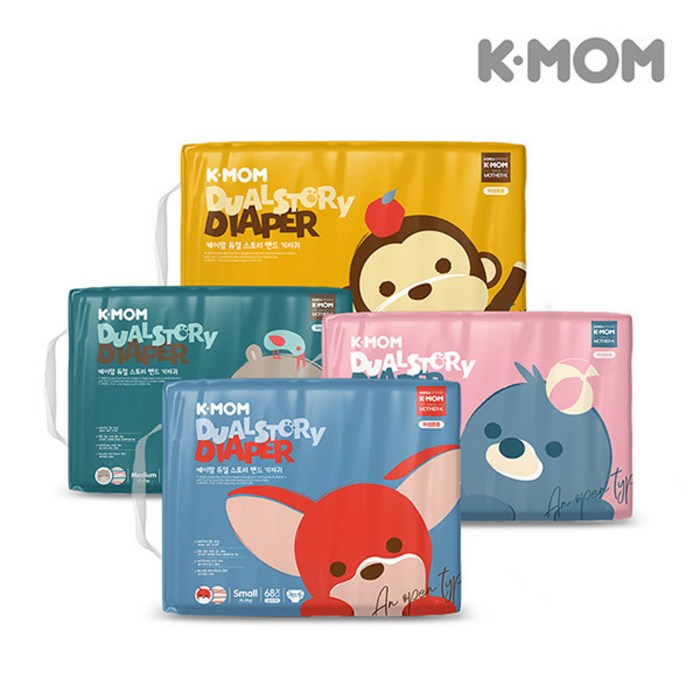 [K-MOM] [케이맘] New 듀얼스토리 밴드 기저귀 2팩, 선택:특대형 (12kg- )52매x2팩