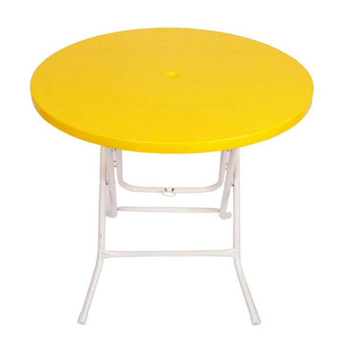 지오리빙 접이식 플라스틱 테이블, 원탁 옐로우 대표 이미지 - 포차 테이블 추천