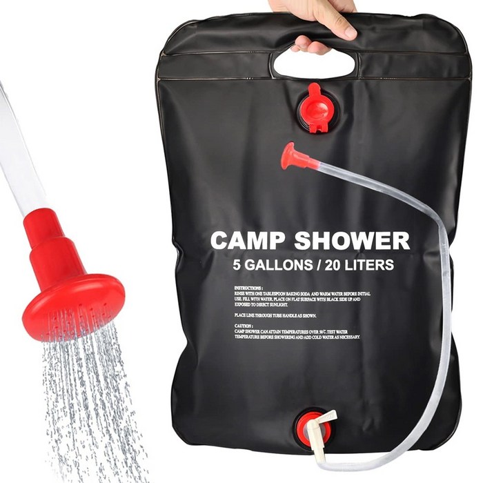 제로캠퍼 튼튼한 대용량 걸이식 휴대용 샤워백 세척, 혼합색상, 1개