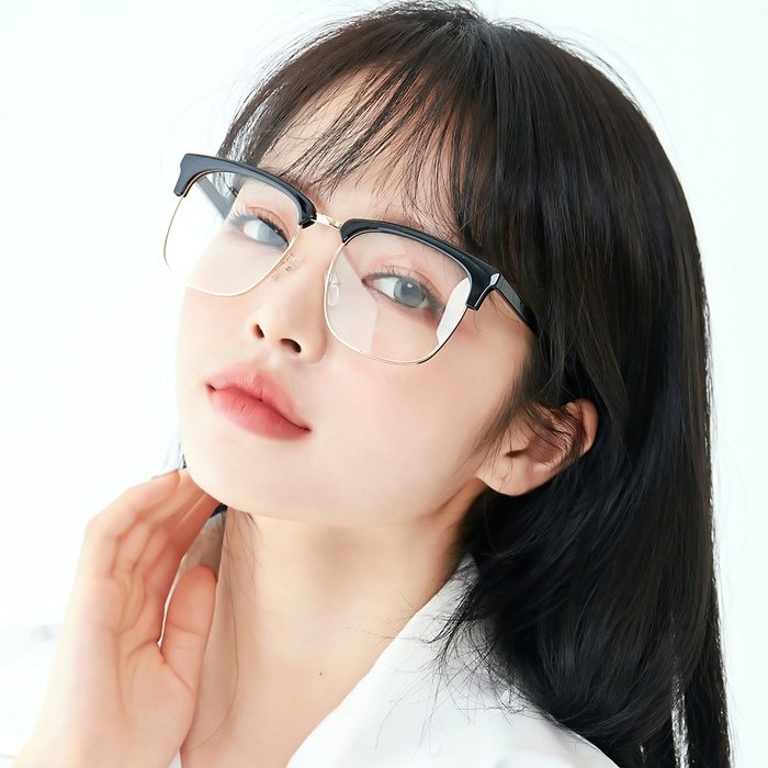 멜라크메 남자 여자 알큰 사이즈 하금테 안경 자외선 블루라이트차단 렌즈 대표 이미지 - 하금테 안경 추천