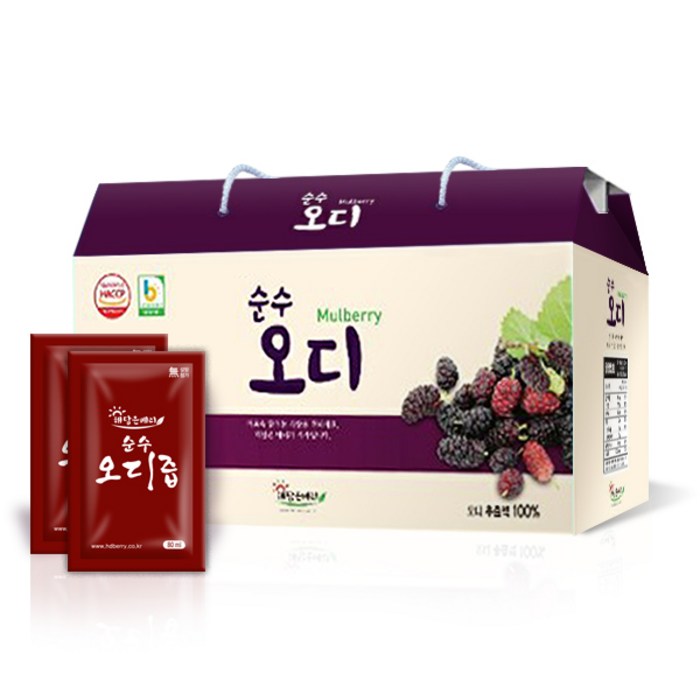 해담은베리 오디 착즙원액, 40팩, 80ml 대표 이미지 - 오디즙 추천