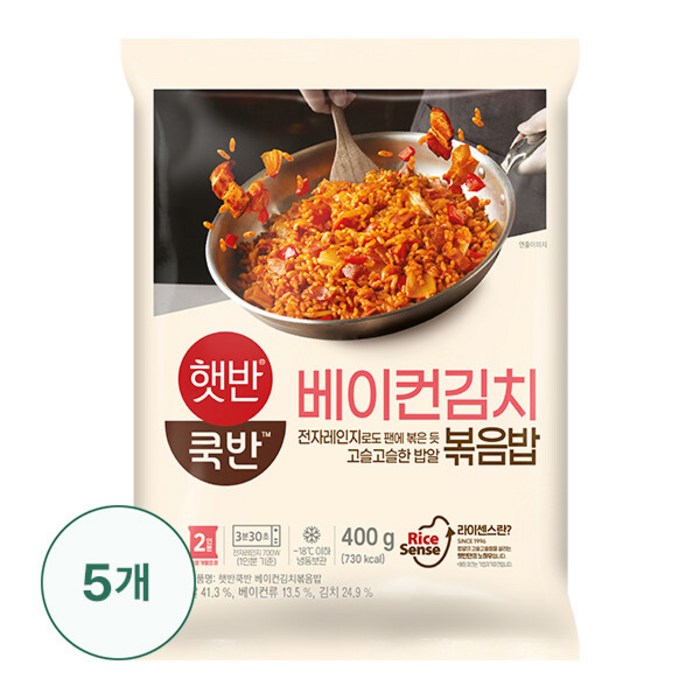 [CJ]햇반 베이컨김치볶음밥 400g X 5개, 200g 대표 이미지 - 김치볶음밥 레시피 추천