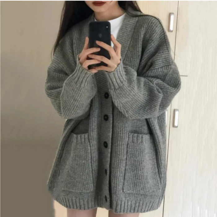 어썸H 여성 가디건 데일리 베이직 니트 루즈핏 여자 가디건