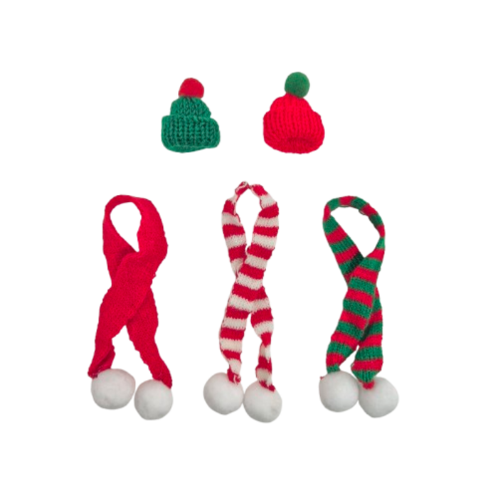 크리스마스 미니 방울 털모자 목도리 데코장식 인형꾸미기 소품