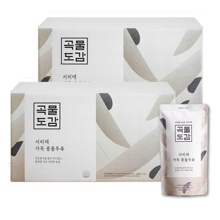 곡물도감 국산 무가당 서리태 콩물두유, 180ml, 30개 대표 이미지 - 고단백 저당 추천