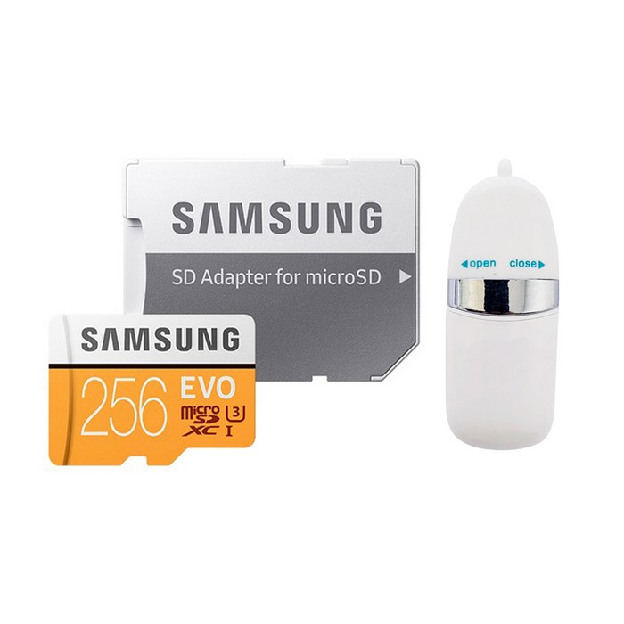 삼성전자 마이크로SD EVO MB-MP256HA + SD어댑터 + USB리더기, 256GB 대표 이미지 - SD카드 리더기 추천