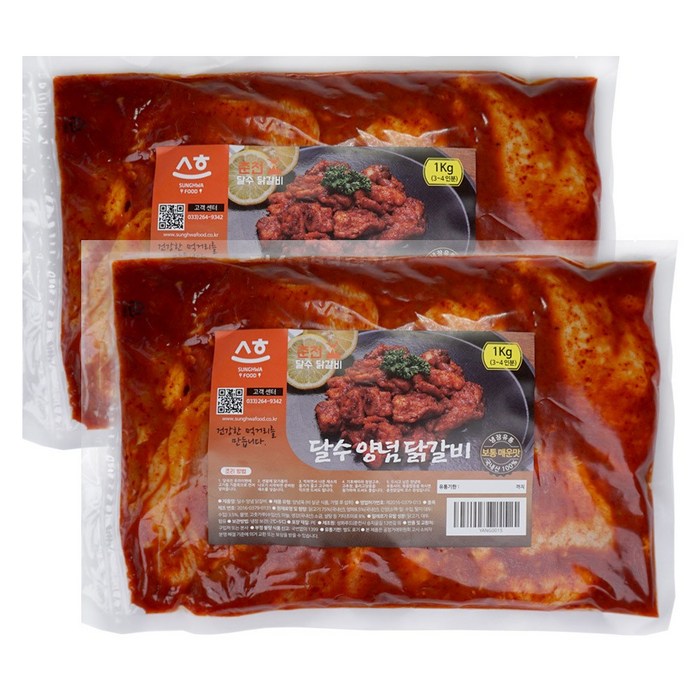 춘천달수닭갈비 닭다리살과 국내산고춧가루로 만든 냉장 양념닭갈비 1kgX2팩(2kg), 1kg, 2팩 대표 이미지 - 닭갈비 추천