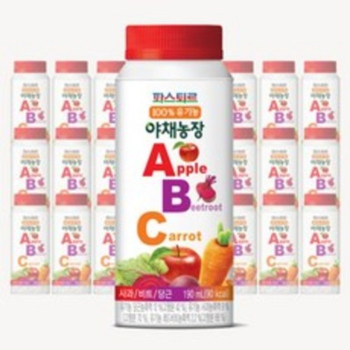 파스퇴르 100%유기농 야채농장 ABC주스 190ml 32팩 대표 이미지 - 하루야채 추천