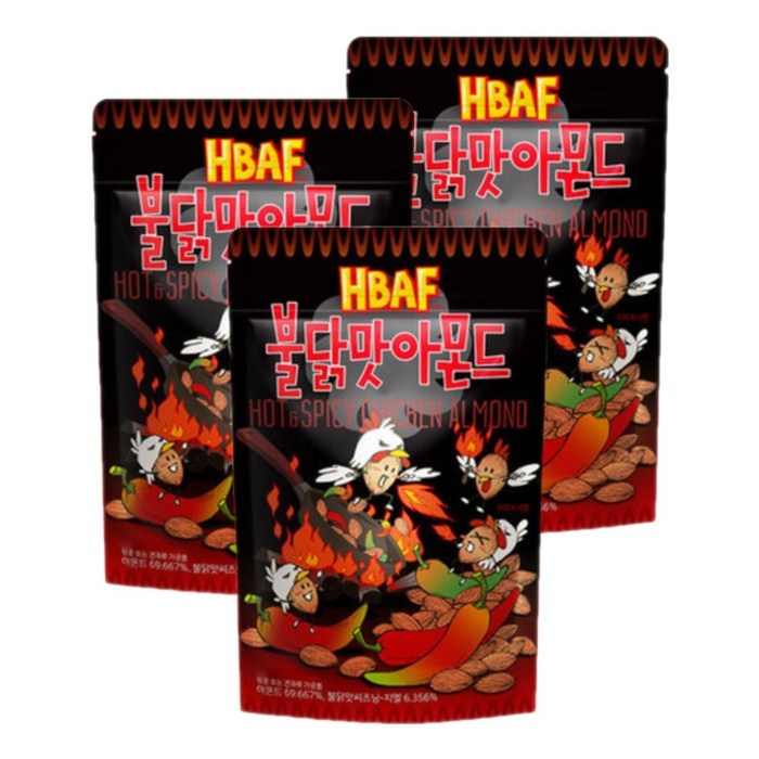 HBAF 바프 길림양행 불닭맛 아몬드 130g x 3개 대표 이미지 - 마늘빵 추천