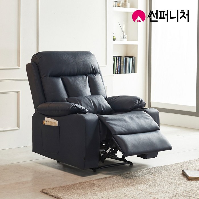 썬퍼니처 가구 1인용 전동 리클라이너 소파 7104 7108 5124 1668 가죽 USB 독립스프링 컵홀더 제로월, 1668에어레더+리모콘_네이비 대표 이미지 - 리클라이너 소파 추천