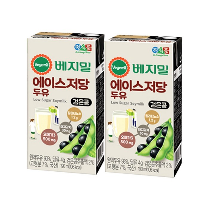 정식품 베지밀 에이스 저당(검은콩) 190ml*16 대표 이미지 - 저당 두유 추천