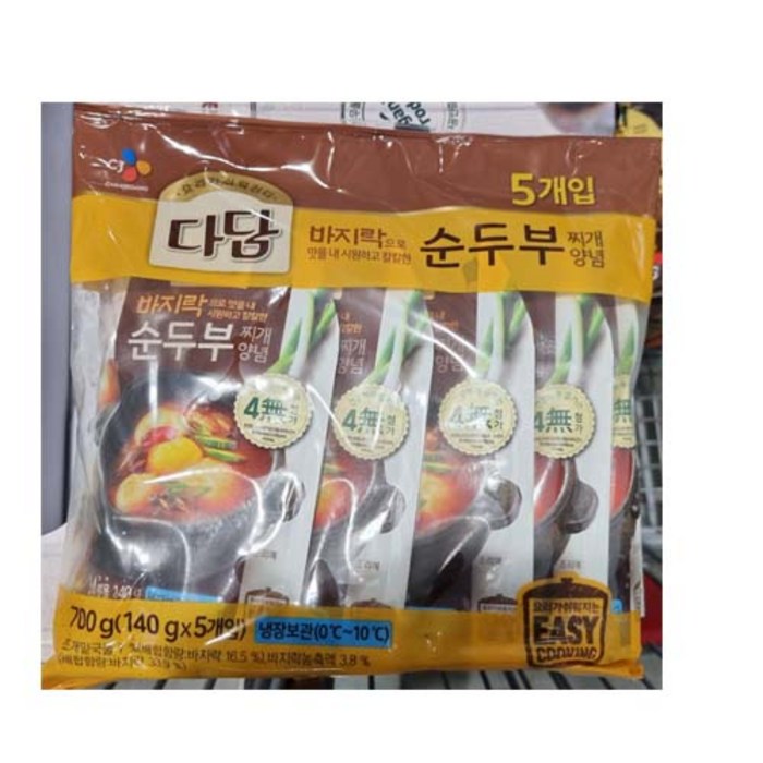 다담순두부양념 다담 바지락순두부찌개양념140g X 5입 아이스포장무료, 140g, 5개입 대표 이미지 - 고기집 된장찌개 추천