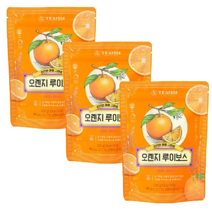 [쌍계명차 본사공식] 과일허브티 오렌지 루이보스 15티백 X 3개입 루이보스티 추천 대표 이미지 - 쌍계명차 추천