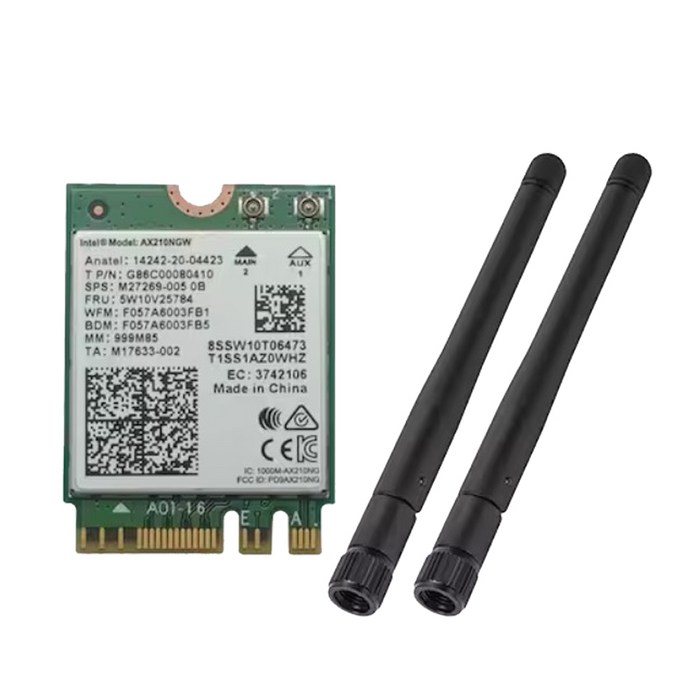 인텔 AX210NGW Wifi 6E 무선랜카드 (외장안테나 + 케이블 포함), 단일수량 대표 이미지 - PCIe 랜카드 추천