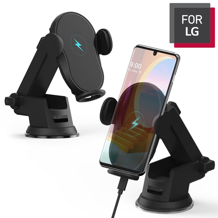 FOR LG 급속 15W 차량용 무선 충전 거치대 대쉬보드거치대 송풍구거치대, 블랙 대표 이미지 - 맥세이프 무선충전 거치대 추천