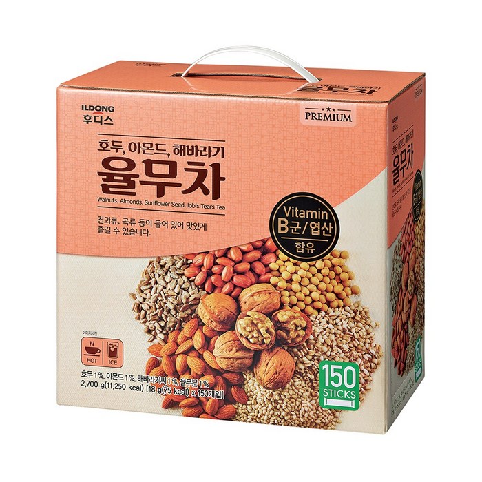 [일동 후디스] 호두 아몬드 해바라기 율무차 300T (150T *2BOX), 300개(2박스) 대표 이미지 - 율무차 추천