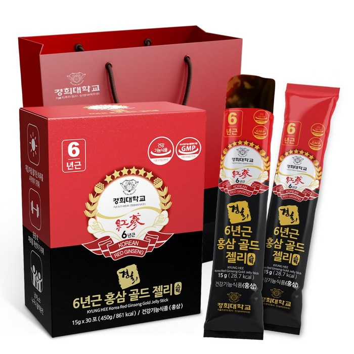 경희대학교 6년근 홍삼스틱 골드 젤리스틱, 15g, 1세트 대표 이미지 - 6년근 홍삼 추천