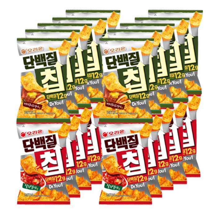 오리온 닥터유 단백질칩 버터구이오징어맛 60gx10개+칠리살사맛 60gx10개(총20개) 대표 이미지 - 단백질칩 추천