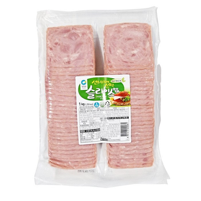 청정원 샌드위치용 슬라이스햄 1kg (국산) 대표 이미지 - 샌드위치 햄 맛있는거 추천