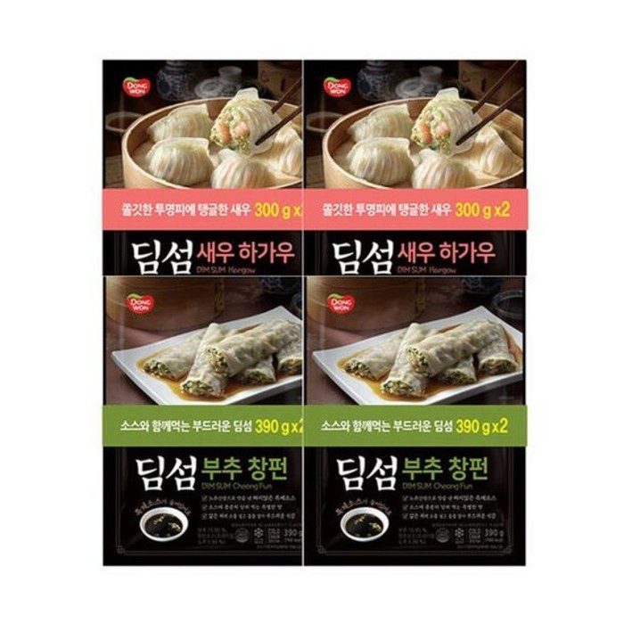 [동원] 딤섬 새우하가우 300g x2봉+부추창펀 390g x2봉, 기본상품 대표 이미지 - 새우만두 추천