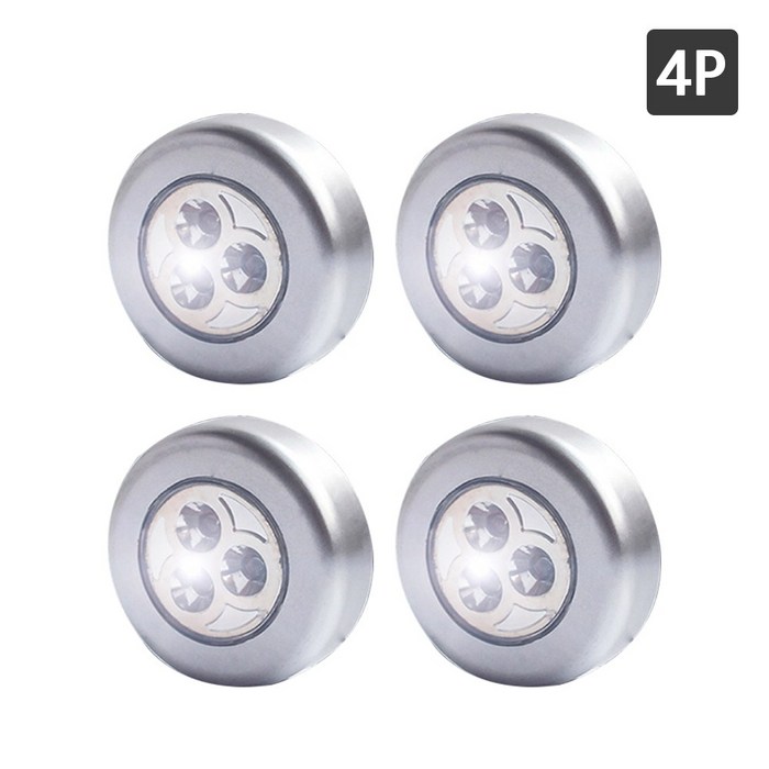 붙이는조명 LED 라이트 터치라이트 4개 1세트 AAA건전지용(미포함), 화이트 4P
