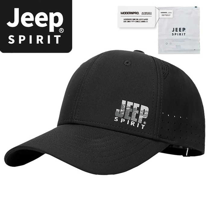 JEEP SPIRIT 스포츠 캐주얼 야구모자 CA0615 + 전용 포장, 블랙 대표 이미지 - 엠엘비 모자 추천