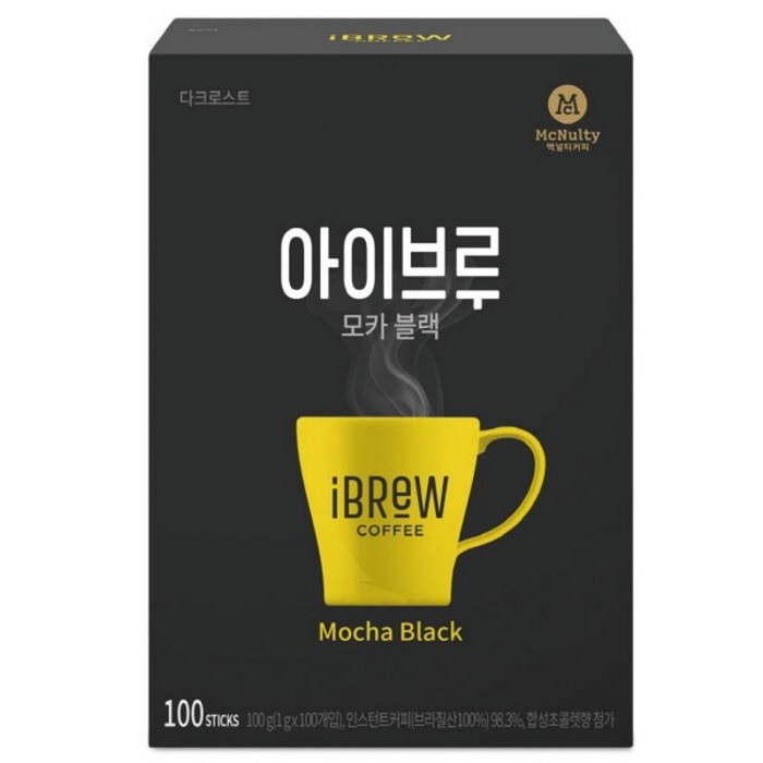 무배물대)iBrew(아이브루) Mini 모카블랙 인스턴트원두커피(1gx100T/한국맥널티)x3개 대표 이미지 - 한국 맥널티 커피 추천