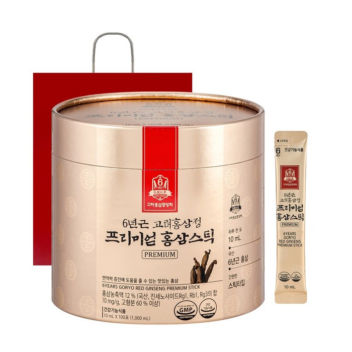 고려홍삼중앙회 6년근 고려홍삼정 프리미엄 홍삼스틱 100p, 1000ml, 1개 대표 이미지 - 6년근 홍삼 추천