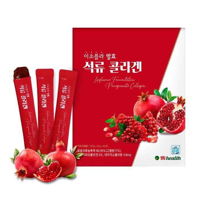 하이헬스 이소플라 발효 석류 저분자 피쉬콜라겐 젤리, 20g x 80개입, 1세트 대표 이미지 - 석류즙 추천