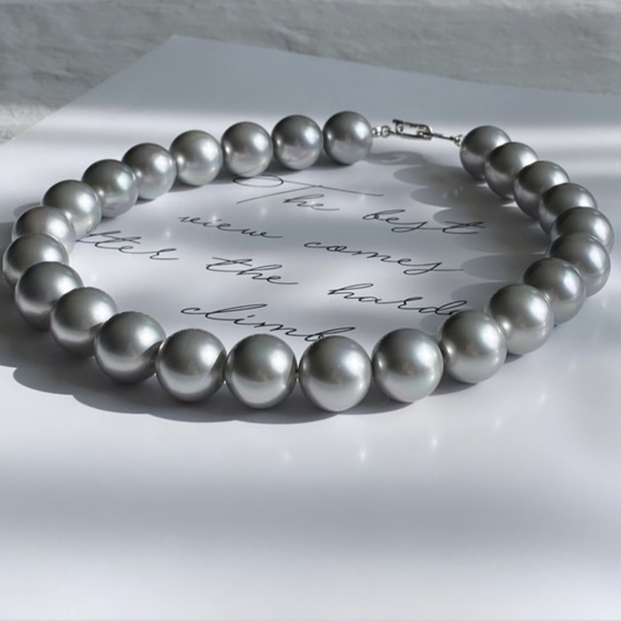 왕진주 실버그레이 15mm 목걸이 Princess Silver Grey Pearl 15mm Necklace 대표 이미지 - 왕진주 목걸이 추천