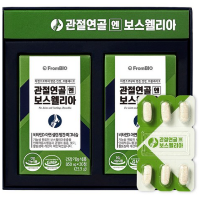 프롬바이오 이병헌의 관절연골엔 보스웰리아+매스티나 샘플증정, 6개월, 60정, 850mg 대표 이미지 - 프롬바이오 보스웰리아 추천