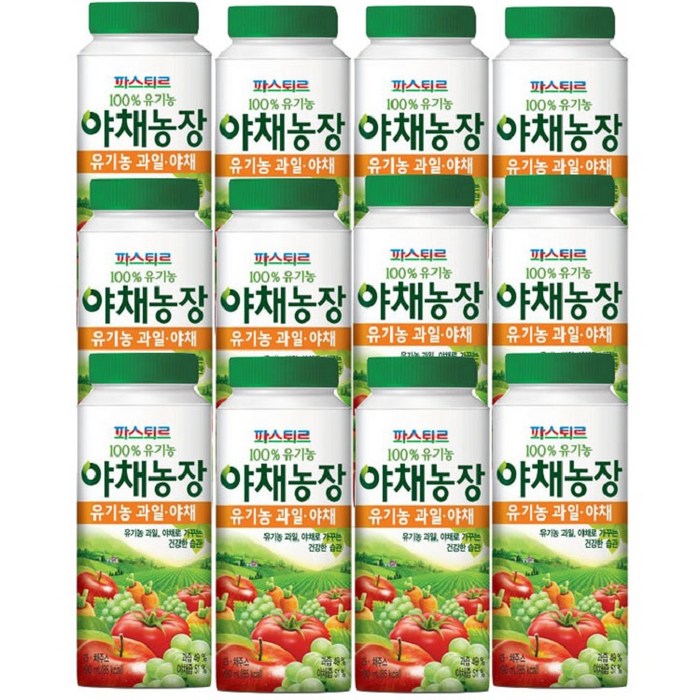 파스퇴르 100%유기농 야채농장 야채주스(냉장배송), 190ml, 12개 대표 이미지 - 하루야채 추천