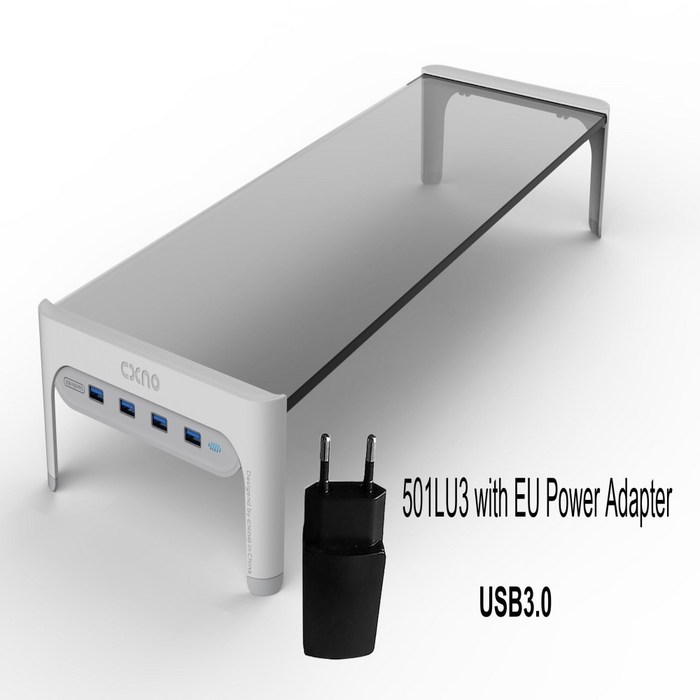 강화유리 듀얼 모니터 컴퓨터 아이맥 받침대 스탠드, EU Plug-USB3.0-White 대표 이미지 - 아이맥 받침대 추천