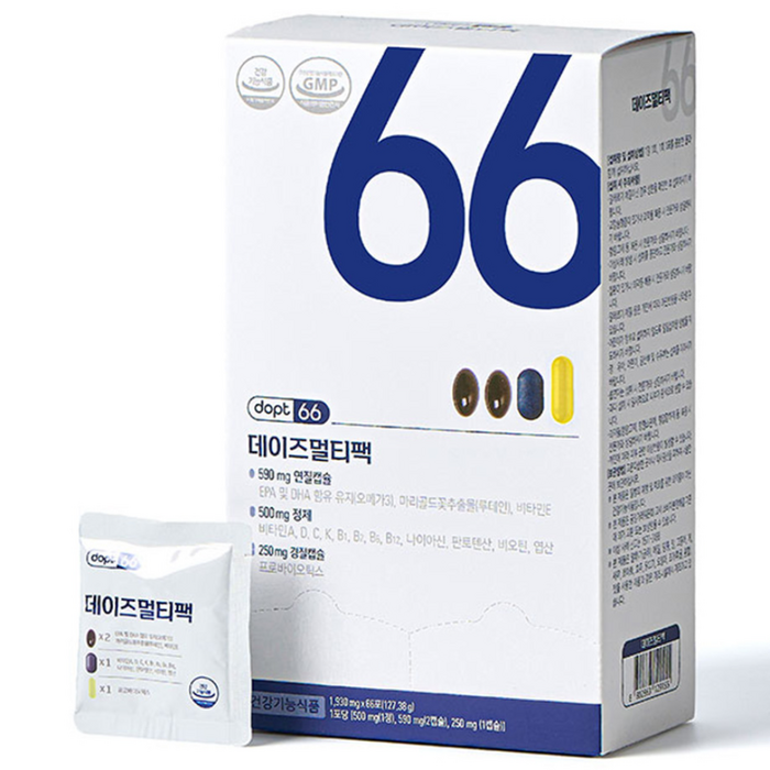 데이즈멀티팩 종합영양제 올인원영양제 멀티비타민유산균rTG오메가3루테인, 66회분, 1박스