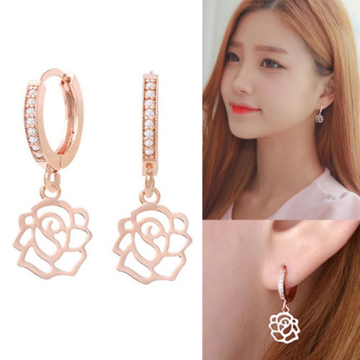 미니아트 14K골드핀 로즈골드 귀걸이 MS181 대표 이미지 - 14K 귀걸이 추천