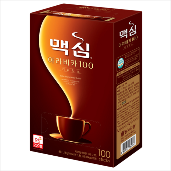 맥심 아라비카 100 커피믹스, 11.8g, 100개입 대표 이미지 - 달달한 커피 추천