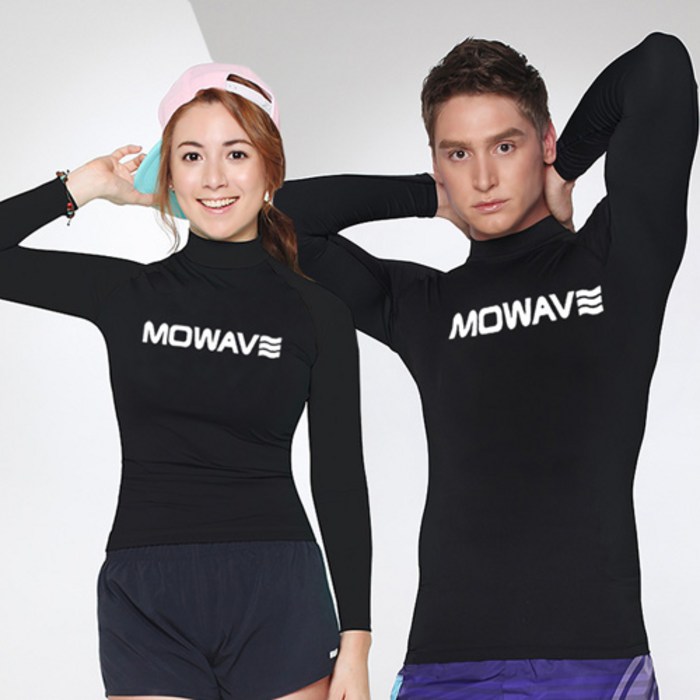 모와비 남성용 래쉬가드 상의 베이직 긴팔, 블랙 대표 이미지 - 남자 수영복 추천