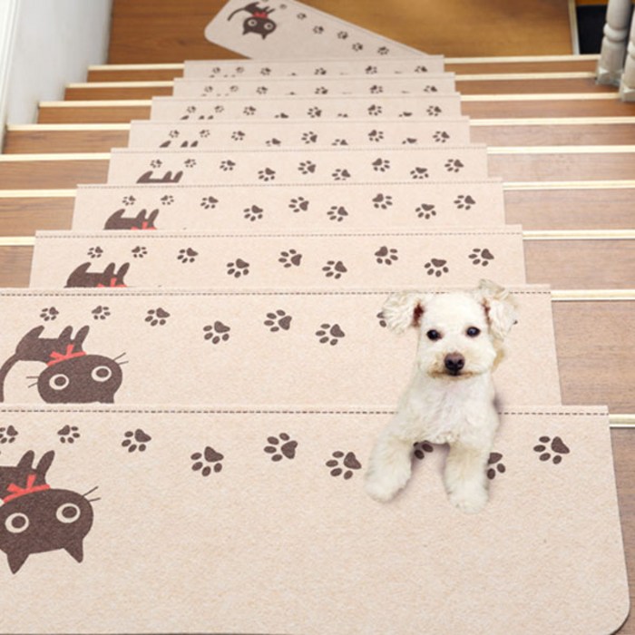 파파스 복층 계단미끄럼방지매트(고양이 베이지) 강아지 미끄럼방지매트, 1개