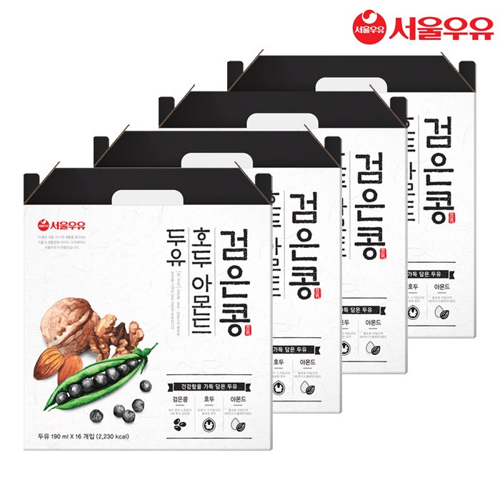 [서울우유] 검은콩 호두 아몬드 두유 190ml*16팩 1박스 2박스 3박스 4박스, 64팩, 190ml 대표 이미지 - 맛있는 아몬드 브리즈 추천