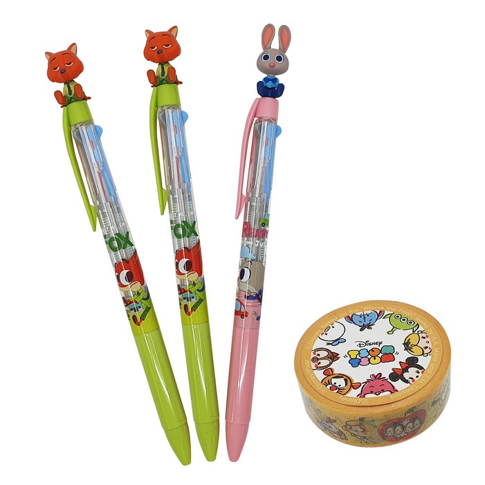 디즈니 주토피아 마스코트 3색볼펜 3p  마스킹테이프 A타입